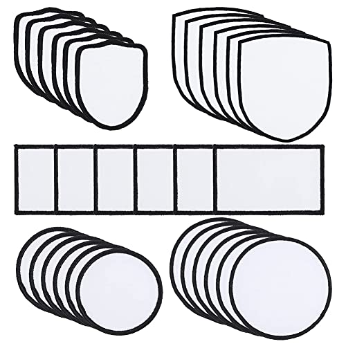 Griwiuiowe 30 Stück Sublimationsaufnäher zum Aufbügeln, 5 Formen, Weiß, Sublimationsflicken, Reparaturflicken für Heimwerker, Hüte von Griwiuiowe