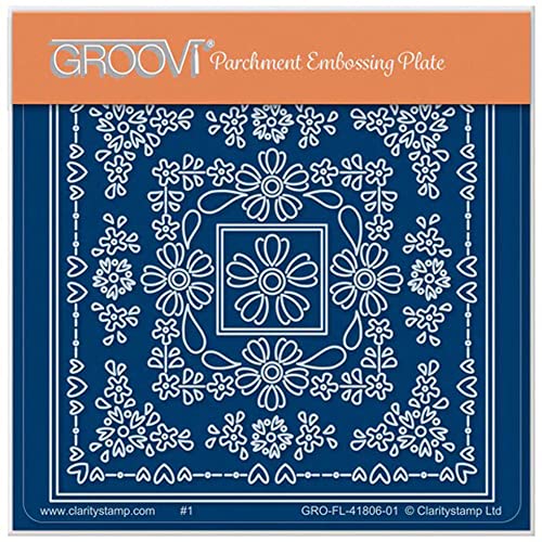 Clarity Stamps Tina's Flowerette Heart Parchlet A6 Square Groovi Plate von Groovi