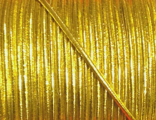 2,5 m elastische Kordel/Gummikordel Lurex Gold 2,2 mm von Großhandel für Schneiderbedarf