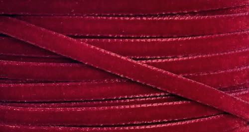 Großhandel für Schneiderbedarf 3 m Nylon Samtband 5 mm rot, 100% PA, waschbar bis 40°, nicht trocknergeeignet, Made in Swizerland, Preis gilt für 3 m von Großhandel für Schneiderbedarf