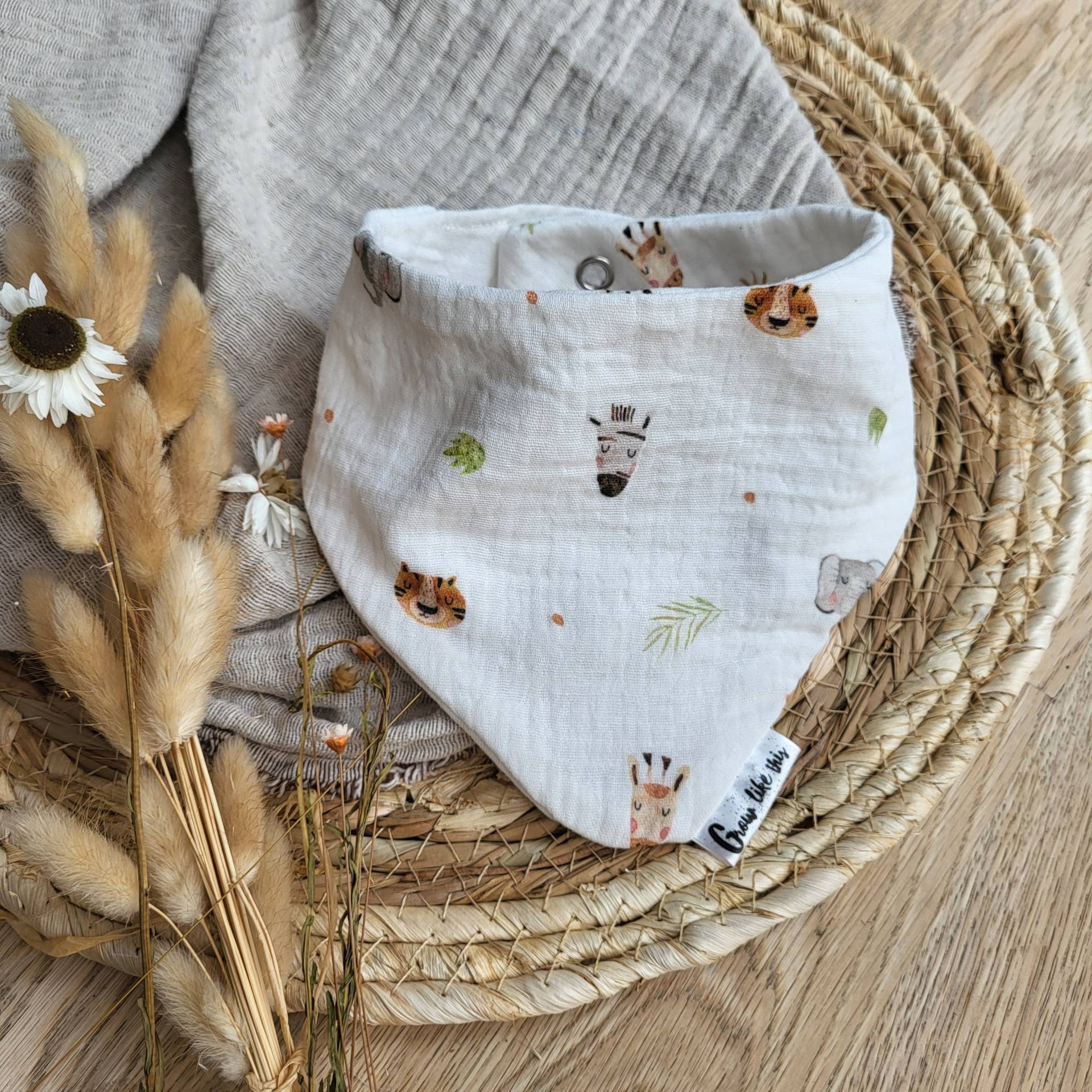 Babyhalstuch, Dreieckstuch Zootiere, Musselintuch Baby, Lätzchen von GrowlikethisShop