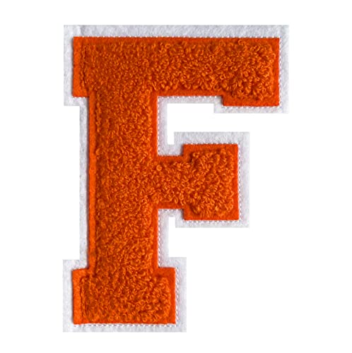 11,4 cm Chenille-Buchstaben-Aufnäher, orange, zum Aufbügeln, für Kleidung, Varsity, Buchstaben-Patches, Letterman-Jacken-Patches (Orange-F) von Grozon