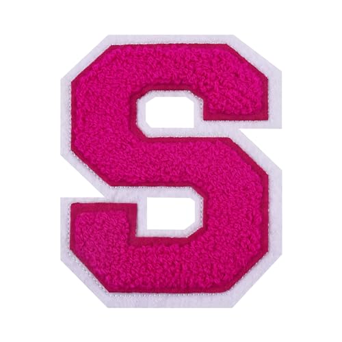 Chenille-Buchstaben-Aufnäher, 11,4 cm, Rosa, zum Aufbügeln, große Varsity-Buchstaben-Patches, Letterman, Jacke, Patches für Kleidung (Rosa-S) von Grozon