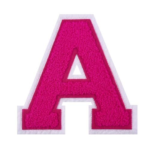 Chenille-Buchstaben-Aufnäher, 11,4 cm, Rosa, zum Aufbügeln, große Varsity-Buchstaben-Patches, Letterman-Jacke-Aufnäher für Kleidung (Pink-A) von Grozon