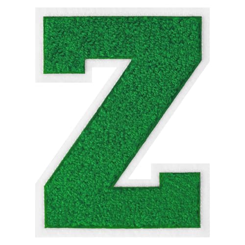 GROZON 15,2 cm große grüne Chenille-Buchstaben-Aufnäher, große Buchstaben zum Aufbügeln, Letterman, Jacke, Patch, Varsity-Patch, Chenille, bestickter Aufnäher für Kleidung GROZON 15,2 cm große grüne Chenille-Buchstaben-Aufnäher, große Buchstaben zum Aufbügeln, Letterman, Jacke, Patch, Varsity-Patch, Chenille, bestickter Aufnäher für Kleidung von Grozon