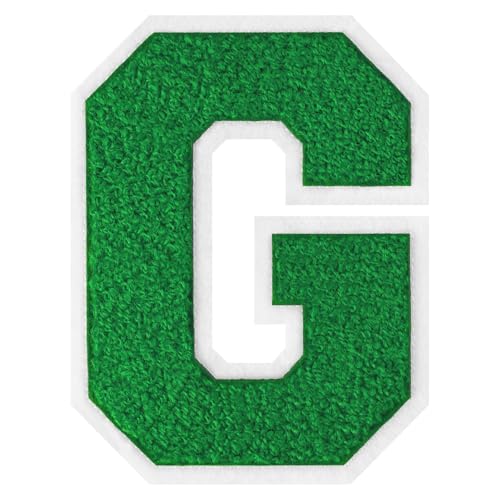 GROZON 15,2 cm große grüne Chenille-Buchstaben-Aufnäher, große Buchstaben zum Aufbügeln, Letterman, Jacke, Patch, Varsity-Patch, Chenille, bestickter Aufnäher für Kleidung GROZON 15,2 cm große grüne Chenille-Buchstaben-Aufnäher, große Buchstaben zum Aufbügeln, Letterman, Jacke, Patch, Varsity-Patch, Chenille, bestickter Aufnäher für Kleidung von Grozon