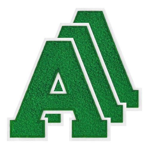 GROZON 3 x Grüner Letterman-Jacken-Aufnäher, 11,4 cm, Chenille-Buchstaben-Aufnäher, große Buchstaben zum Aufbügeln, bestickte Buchstaben zum Aufnähen, für Bastelarbeiten, Kleidung, Jacken, Hemden GROZON 3 x Grüner Letterman-Jacken-Aufnäher, 11,4 cm, Chenille-Buchstaben-Aufnäher, große Buchstaben zum Aufbügeln, bestickte Buchstaben zum Aufnähen, für Bastelarbeiten, Kleidung, Jacken, Hemden von Grozon