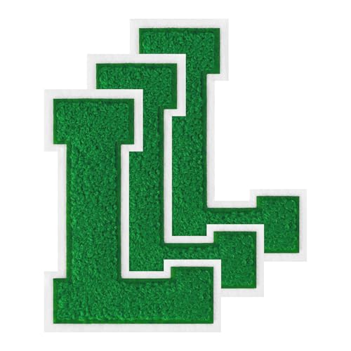 GROZON 3 x Grüner Letterman-Jacken-Aufnäher, 11,4 cm, Chenille-Buchstaben-Aufnäher, große Buchstaben zum Aufbügeln, bestickte Buchstaben zum Aufnähen, für Bastelarbeiten, Kleidung, Jacken, Hemden GROZON 3 x Grüner Letterman-Jacken-Aufnäher, 11,4 cm, Chenille-Buchstaben-Aufnäher, große Buchstaben zum Aufbügeln, bestickte Buchstaben zum Aufnähen, für Bastelarbeiten, Kleidung, Jacken, Hemden von Grozon