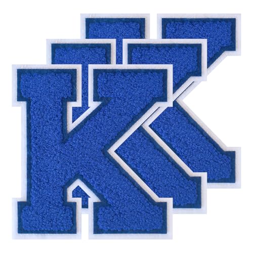 GROZON 3 x blaue Buchstabenaufnäher, Motiv: Letterman, Jacke, 11,4 cm, Chenille, zum Aufbügeln, große Buchstaben zum Aufbügeln, bestickte Buchstaben zum Aufnähen, für Bastelarbeiten, Kleidung, Jacken GROZON 3 x blaue Buchstabenaufnäher, Motiv: Letterman, Jacke, 11,4 cm, Chenille, zum Aufbügeln, große Buchstaben zum Aufbügeln, bestickte Buchstaben zum Aufnähen, für Bastelarbeiten, Kleidung, Jacken von Grozon