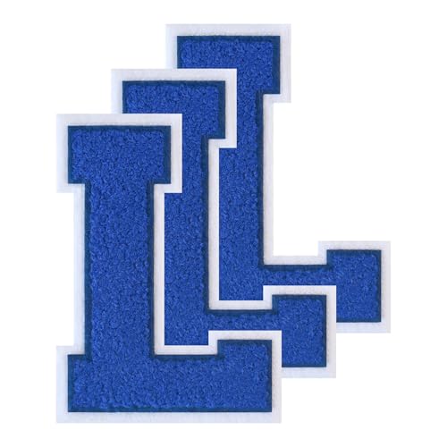 GROZON 3 x blaue Buchstabenaufnäher, Motiv: Letterman, Jacke, 11,4 cm, Chenille, zum Aufbügeln, große Buchstaben zum Aufbügeln, bestickte Buchstaben zum Aufnähen, für Bastelarbeiten, Kleidung, Jacken GROZON 3 x blaue Buchstabenaufnäher, Motiv: Letterman, Jacke, 11,4 cm, Chenille, zum Aufbügeln, große Buchstaben zum Aufbügeln, bestickte Buchstaben zum Aufnähen, für Bastelarbeiten, Kleidung, Jacken von Grozon
