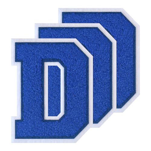 GROZON 3 x blaue Buchstabenaufnäher, Motiv: Letterman, Jacke, 11,4 cm, Chenille, zum Aufbügeln, große Buchstaben zum Aufbügeln, bestickte Buchstaben zum Aufnähen, für Bastelarbeiten, Kleidung, Jacken GROZON 3 x blaue Buchstabenaufnäher, Motiv: Letterman, Jacke, 11,4 cm, Chenille, zum Aufbügeln, große Buchstaben zum Aufbügeln, bestickte Buchstaben zum Aufnähen, für Bastelarbeiten, Kleidung, Jacken von Grozon