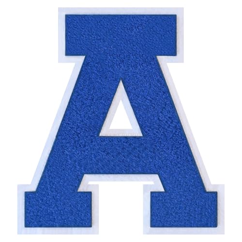 GROZON Blauer Chenille-Buchstaben-Aufnäher, groß, zum Aufbügeln, Letterman, Jacke, Patch, Varsity-Patch, zum Aufnähen, Chenille, bestickter Aufnäher für Kleidung GROZON Blauer Chenille-Buchstaben-Aufnäher, groß, zum Aufbügeln, Letterman, Jacke, Patch, Varsity-Patch, zum Aufnähen, Chenille, bestickter Aufnäher für Kleidung von Grozon