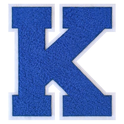 GROZON Blauer Chenille-Buchstaben-Aufnäher, groß, zum Aufbügeln, Letterman, Jacke, Patch, Varsity-Patch, zum Aufnähen, Chenille, bestickter Aufnäher für Kleidung GROZON Blauer Chenille-Buchstaben-Aufnäher, groß, zum Aufbügeln, Letterman, Jacke, Patch, Varsity-Patch, zum Aufnähen, Chenille, bestickter Aufnäher für Kleidung von Grozon