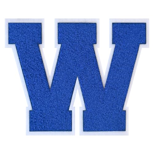 GROZON Blauer Chenille-Buchstaben-Aufnäher, groß, zum Aufbügeln, Letterman, Jacke, Patch, Varsity-Patch, zum Aufnähen, Chenille, bestickter Aufnäher für Kleidung GROZON Blauer Chenille-Buchstaben-Aufnäher, groß, zum Aufbügeln, Letterman, Jacke, Patch, Varsity-Patch, zum Aufnähen, Chenille, bestickter Aufnäher für Kleidung von Grozon