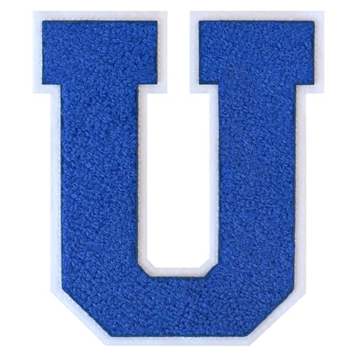 GROZON Blauer Chenille-Buchstaben-Aufnäher, groß, zum Aufbügeln, Letterman, Jacke, Patch, Varsity-Patch, zum Aufnähen, Chenille, bestickter Aufnäher für Kleidung GROZON Blauer Chenille-Buchstaben-Aufnäher, groß, zum Aufbügeln, Letterman, Jacke, Patch, Varsity-Patch, zum Aufnähen, Chenille, bestickter Aufnäher für Kleidung von Grozon