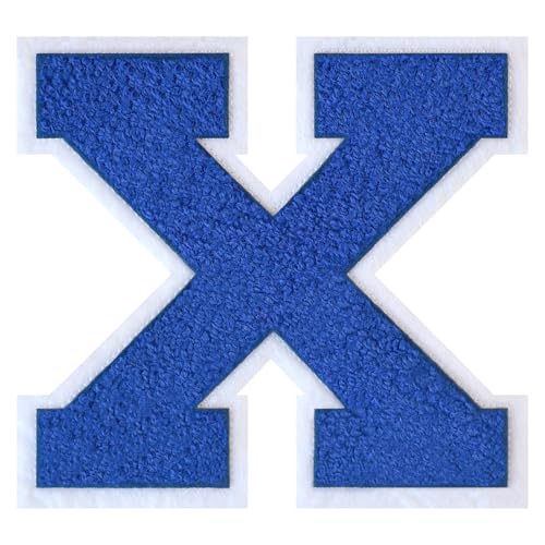 GROZON Blauer Chenille-Buchstaben-Aufnäher, groß, zum Aufbügeln, Letterman, Jacke, Patch, Varsity-Patch, zum Aufnähen, Chenille, bestickter Aufnäher für Kleidung GROZON Blauer Chenille-Buchstaben-Aufnäher, groß, zum Aufbügeln, Letterman, Jacke, Patch, Varsity-Patch, zum Aufnähen, Chenille, bestickter Aufnäher für Kleidung von Grozon
