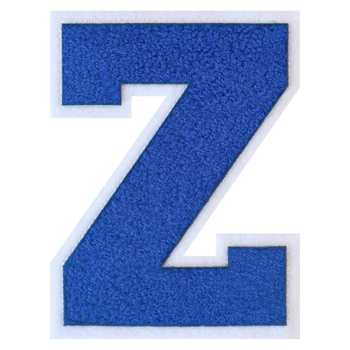 GROZON Blauer Chenille-Buchstaben-Aufnäher, groß, zum Aufbügeln, Letterman, Jacke, Patch, Varsity-Patch, zum Aufnähen, Chenille, bestickter Aufnäher für Kleidung GROZON Blauer Chenille-Buchstaben-Aufnäher, groß, zum Aufbügeln, Letterman, Jacke, Patch, Varsity-Patch, zum Aufnähen, Chenille, bestickter Aufnäher für Kleidung von Grozon