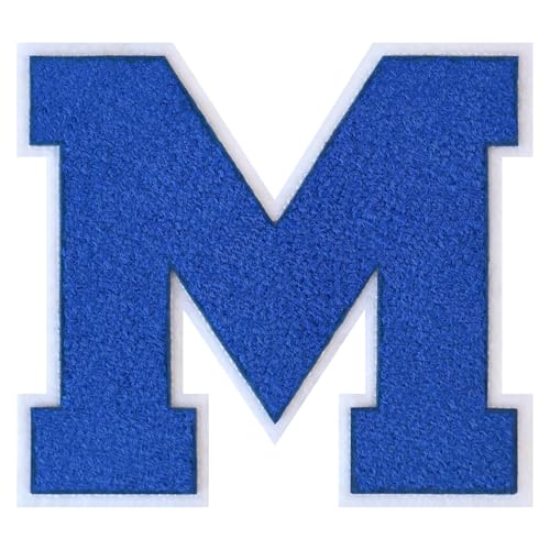 GROZON Blauer Chenille-Buchstaben-Aufnäher, groß, zum Aufbügeln, Letterman, Jacke, Patch, Varsity-Patch, zum Aufnähen, Chenille, bestickter Aufnäher für Kleidung GROZON Blauer Chenille-Buchstaben-Aufnäher, groß, zum Aufbügeln, Letterman, Jacke, Patch, Varsity-Patch, zum Aufnähen, Chenille, bestickter Aufnäher für Kleidung von Grozon