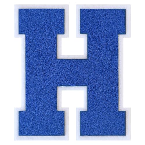 GROZON Blauer Chenille-Buchstaben-Aufnäher, groß, zum Aufbügeln, Letterman, Jacke, Patch, Varsity-Patch, zum Aufnähen, Chenille, bestickter Aufnäher für Kleidung GROZON Blauer Chenille-Buchstaben-Aufnäher, groß, zum Aufbügeln, Letterman, Jacke, Patch, Varsity-Patch, zum Aufnähen, Chenille, bestickter Aufnäher für Kleidung von Grozon