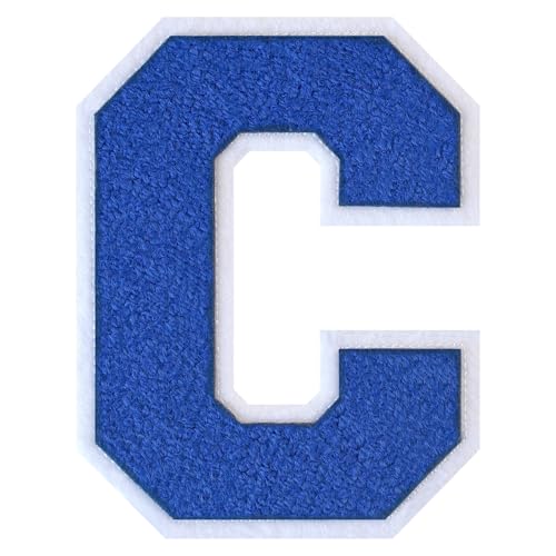 GROZON Blauer Chenille-Buchstaben-Aufnäher, groß, zum Aufbügeln, Letterman, Jacke, Patch, Varsity-Patch, zum Aufnähen, Chenille, bestickter Aufnäher für Kleidung GROZON Blauer Chenille-Buchstaben-Aufnäher, groß, zum Aufbügeln, Letterman, Jacke, Patch, Varsity-Patch, zum Aufnähen, Chenille, bestickter Aufnäher für Kleidung von Grozon