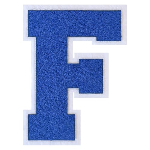 GROZON Blauer Chenille-Buchstaben-Aufnäher, groß, zum Aufbügeln, Letterman, Jacke, Patch, Varsity-Patch, zum Aufnähen, Chenille, bestickter Aufnäher für Kleidung GROZON Blauer Chenille-Buchstaben-Aufnäher, groß, zum Aufbügeln, Letterman, Jacke, Patch, Varsity-Patch, zum Aufnähen, Chenille, bestickter Aufnäher für Kleidung von Grozon