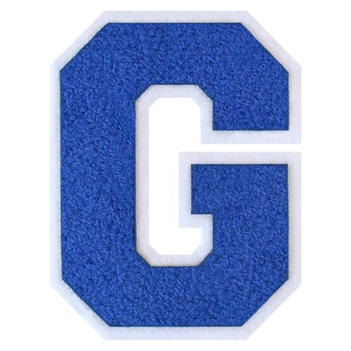 GROZON Blauer Chenille-Buchstaben-Aufnäher, groß, zum Aufbügeln, Letterman, Jacke, Patch, Varsity-Patch, zum Aufnähen, Chenille, bestickter Aufnäher für Kleidung GROZON Blauer Chenille-Buchstaben-Aufnäher, groß, zum Aufbügeln, Letterman, Jacke, Patch, Varsity-Patch, zum Aufnähen, Chenille, bestickter Aufnäher für Kleidung von Grozon
