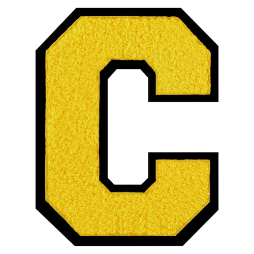 GROZON Gelber Chenille-Buchstaben-Aufnäher, große Buchstaben zum Aufbügeln, Letterman, Jacke, Patch, Varsity-Patch, zum Aufnähen, Chenille, bestickter Aufnäher für Kleidung GROZON Gelber Chenille-Buchstaben-Aufnäher, große Buchstaben zum Aufbügeln, Letterman, Jacke, Patch, Varsity-Patch, zum Aufnähen, Chenille, bestickter Aufnäher für Kleidung von Grozon