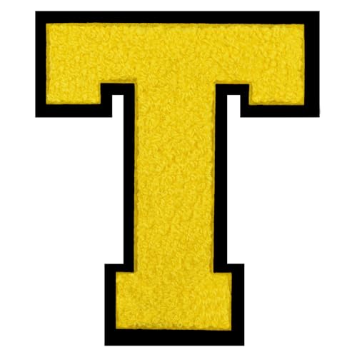 GROZON Gelber Chenille-Buchstaben-Aufnäher, große Buchstaben zum Aufbügeln, Letterman, Jacke, Patch, Varsity-Patch, zum Aufnähen, Chenille, bestickter Aufnäher für Kleidung GROZON Gelber Chenille-Buchstaben-Aufnäher, große Buchstaben zum Aufbügeln, Letterman, Jacke, Patch, Varsity-Patch, zum Aufnähen, Chenille, bestickter Aufnäher für Kleidung von Grozon