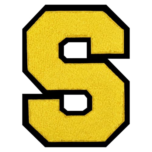 GROZON Gelber Chenille-Buchstaben-Aufnäher, große Buchstaben zum Aufbügeln, Letterman, Jacke, Patch, Varsity-Patch, zum Aufnähen, Chenille, bestickter Aufnäher für Kleidung GROZON Gelber Chenille-Buchstaben-Aufnäher, große Buchstaben zum Aufbügeln, Letterman, Jacke, Patch, Varsity-Patch, zum Aufnähen, Chenille, bestickter Aufnäher für Kleidung von Grozon