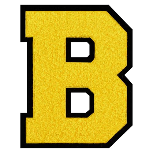 GROZON Gelber Chenille-Buchstaben-Aufnäher, große Buchstaben zum Aufbügeln, Letterman, Jacke, Patch, Varsity-Patch, zum Aufnähen, Chenille, bestickter Aufnäher für Kleidung GROZON Gelber Chenille-Buchstaben-Aufnäher, große Buchstaben zum Aufbügeln, Letterman, Jacke, Patch, Varsity-Patch, zum Aufnähen, Chenille, bestickter Aufnäher für Kleidung von Grozon