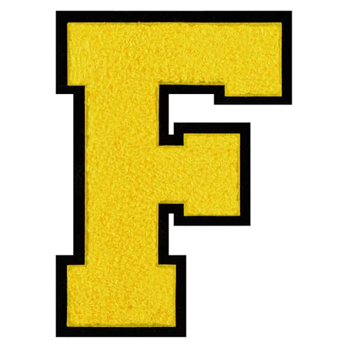 GROZON Gelber Chenille-Buchstaben-Aufnäher, große Buchstaben zum Aufbügeln, Letterman, Jacke, Patch, Varsity-Patch, zum Aufnähen, Chenille, bestickter Aufnäher für Kleidung GROZON Gelber Chenille-Buchstaben-Aufnäher, große Buchstaben zum Aufbügeln, Letterman, Jacke, Patch, Varsity-Patch, zum Aufnähen, Chenille, bestickter Aufnäher für Kleidung von Grozon