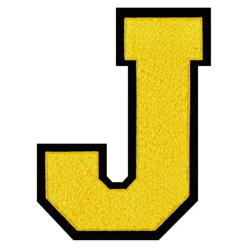 GROZON Gelber Chenille-Buchstaben-Aufnäher, große Buchstaben zum Aufbügeln, Letterman, Jacke, Patch, Varsity-Patch, zum Aufnähen, Chenille, bestickter Aufnäher für Kleidung GROZON Gelber Chenille-Buchstaben-Aufnäher, große Buchstaben zum Aufbügeln, Letterman, Jacke, Patch, Varsity-Patch, zum Aufnähen, Chenille, bestickter Aufnäher für Kleidung von Grozon