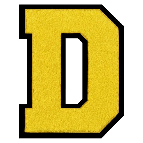 GROZON Gelber Chenille-Buchstaben-Aufnäher, große Buchstaben zum Aufbügeln, Letterman, Jacke, Patch, Varsity-Patch, zum Aufnähen, Chenille, bestickter Aufnäher für Kleidung GROZON Gelber Chenille-Buchstaben-Aufnäher, große Buchstaben zum Aufbügeln, Letterman, Jacke, Patch, Varsity-Patch, zum Aufnähen, Chenille, bestickter Aufnäher für Kleidung von Grozon