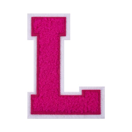 Grozon Chenille-Buchstaben-Aufnäher, 11,4 cm, Rosa, zum Aufbügeln, große Varsity-Buchstaben-Patches, Letterman-Jacke-Aufnäher für Kleidung (Rosa-L) von Grozon