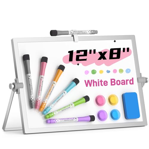 Grtard Magnetische, trocken abwischbare Tafel mit Ständer, 30,5 x 20,3 cm, trocken abwischbare Whiteboards, magnetisches Schreibtisch-Tisch-Whiteboard, tragbare doppelseitige Whiteboard-Staffelei für von Grtard