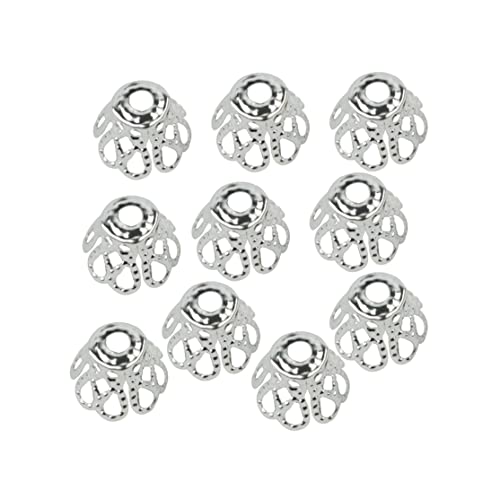 100 Stcs Blumenperlenkappen Filigran Korb Perle End hohl Blütenperlen Endkappen für Schmuck, die Antiquitäten 7 mm Silber machen von Grtheenumb