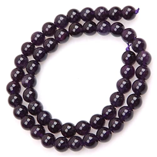 8 mm runde natürliche Amethyst -Edelsteinperlen Strand 15, Schmuck Perlen machen von Grtheenumb