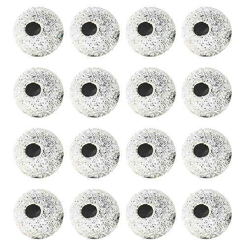 8 mm silberisch plattierte Abstandshalterperlen Glitzerfolie Look -Runden -Perlenperlen mit Loch für Handwerksschmuck - 50pcs von Grtheenumb