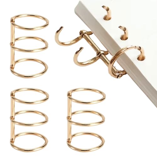 Bindungsringe, 3PCS-Bindemittelringe, 1,6-Zoll-3-Ring-Bindungsringe, goldene Metallbuchringe, Ersatzmetallringe für Karteikarten, Loseblatt, Papierbindung, Buchringe von Grtheenumb