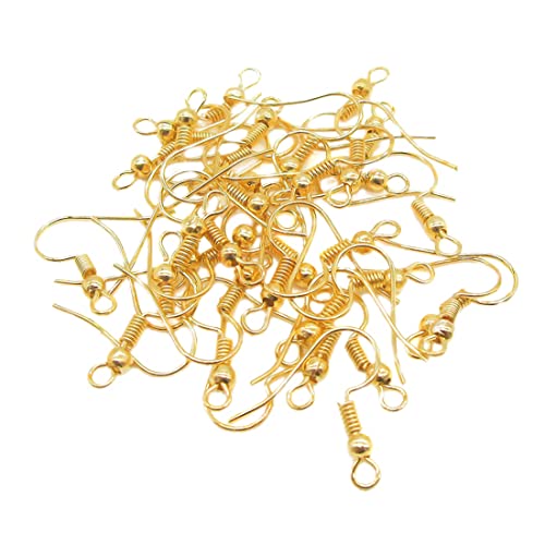 DIY -Schmuck handgefertigtes Perlenmaterial Draht Ohrringhaken Hypoallergene Ohrdrähte Chirurgische Stahlspulen Ohrringe Haken Ohrringe Zubehör Gold 50 Paare von Grtheenumb