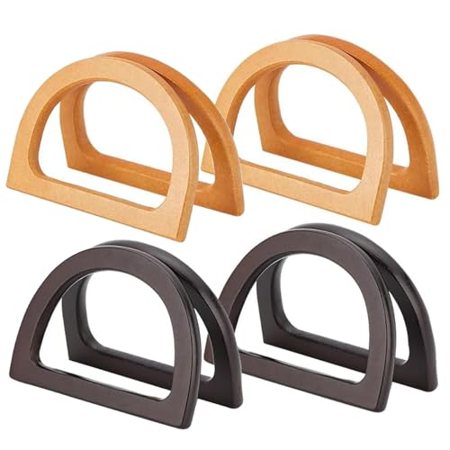 Geldbeutelgriffe, 8pcs/4 Paare D Form Holzbeutelgriff, 4,7 x 3,4 Geldbörse, Ersatztasche für Strandbeutel Häkelhandtaschen Strohbeutel, Geldbörse Griffe von Grtheenumb