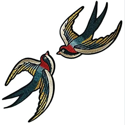 Gestickte Pflaster Retro Swallows Vögel Eisen auf Flecken DIY -Nähaufkleber für Kleidung 1Pair gestickt von Grtheenumb