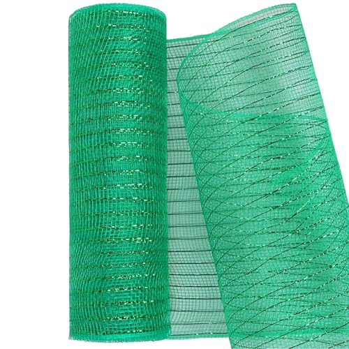 Green Mesh Ribbon, Deco Mesh, 10 -Zoll x 10 -Yards (30 ft) Deluxe Deco Mesh Ribbon Weit Folie Grüne Deco -Netz für Frühlingskranz, Weihnachtsbaum, Girlande und Bögen von Grtheenumb