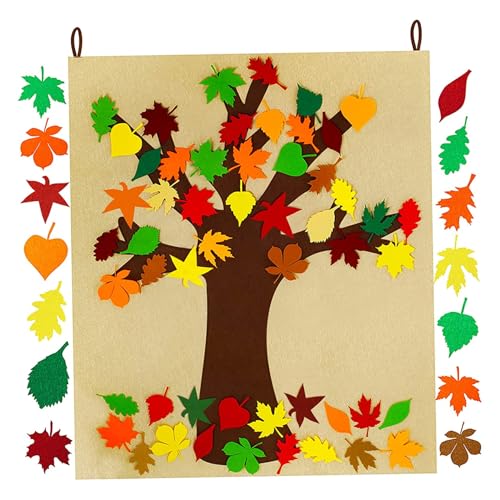 Grtheenumb Filz Fall Tree Craft Set für Kinder, Thanksgiving DIY Make Making Kit Filzbaumbrett mit Maple Blatt abnehmbarer Herbstblattschmuck Wandhängedekoration für Home -Klassenzimmer von Grtheenumb