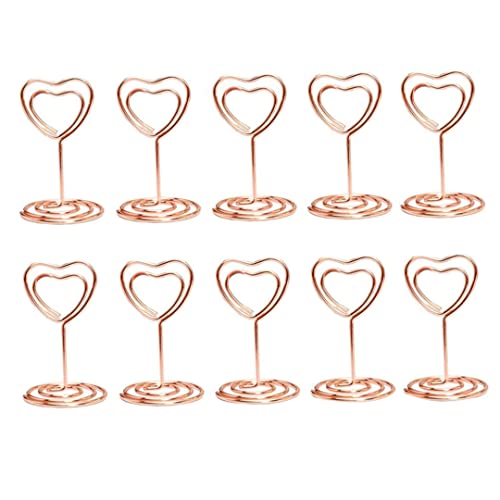 Grtheenumb Tabellenkartenhalter Herzfoto Halter Tischnummer Stand Bildhalter Tischnummer Halter für Hochzeiten Party Zeichen Food Cards Etikett 10 PCs Roségold Tischnummer Kartenhalter von Grtheenumb