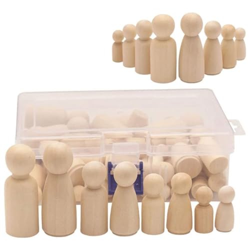 Grtheenumb Unvollendete hölzerne Peg Dolls Holzfiguren Dekorative hölzerne Peg Puppen Menschen für Kinder DIY Art Craft 50pcs Handwerkssatz von Grtheenumb