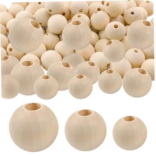 Holzperlen, Holzperlen, 600pcs 10 mm 12 mm 16 mm Holzperlen, unvollendete natürliche Holzperlen für Handwerk, runde Abstandshalterperlen für Bastelschmuck, die DIY -Handwerk machen von Grtheenumb