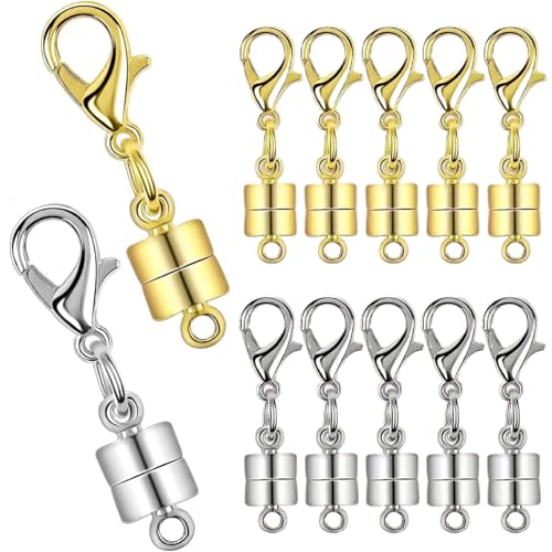 Magnetische Verschlüsse für Halsketten, 12 -pcs Magnetische Halskette mit Hummerverschluss, Gold und Silber Halskette Magnetische Schließverschluss Halskette für DIY -Halskette Armbandhandwerk herste von Grtheenumb