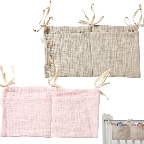 Organisator am Krankenbett, Baby am Nachtbeutel 2pcs 16 x 8 Baumwolle Baby Kindergarten Organizer Weiche Doppel -Taschen -Babyflaschen Organizer Hängende Baby Nacht Caddy für Kleidung, Windeln von Grtheenumb