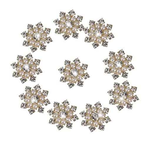 Perle Strassknöpfe Blume Faux Pearl Verzierungen flache Rückenknöpfe für Hochzeitsfeier 10pcs von Grtheenumb